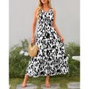 Womens Floral Sundress A-Line Sleeveless Highwaist Maxi Dress Flowy Faux Wrap Maxi Dress with Flounce Hem - 4 of 4