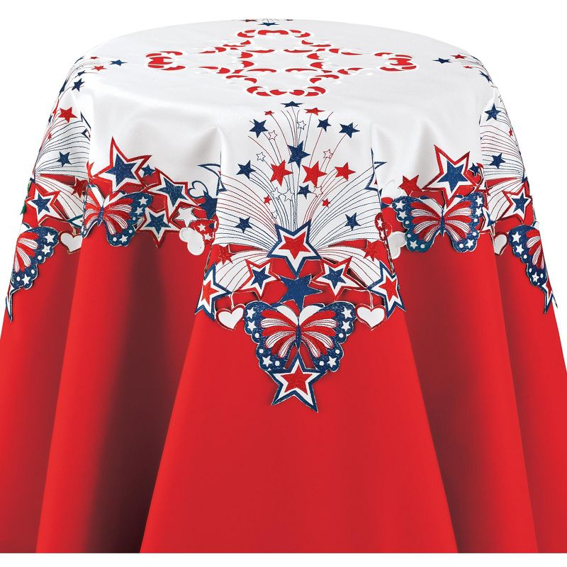 Collections Etc Patriotic Embroidered Butterflies and Stars Table Linens, 1 of 3