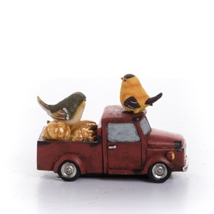 Transpac Resin 7 in. Red Harvest Birds On Truck - 1 of 3