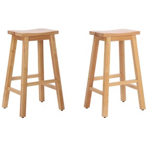 WestinTrends 29" Saddle Seat Solid Wood Kitchen Bar Stool Chair (Set of 2) - 1 of 4