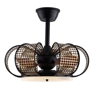 YIYIBYUS 19'' Farmhouse Ceiling Fan with Light Remote Control, Chandelier Ceiling Fan with Lights, Black Cage Ceiling Light Fixture - 1 of 4