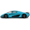 2018 Koenigsegg Regera Baby Blue with Black Stripes and White Interior 1/18 Model Car by GT Spirit - 4 of 4