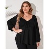 Coolmee Women's Plus Size Blouses Long Sleeve Sweetheart Neckline Babydoll Ruffle Peplum Casual Fall Tops - 3 of 4