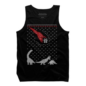 Men's Design By Humans Dinosaur Comet Christmas Sweater By shirtpublic Tank Top - 1 of 4
