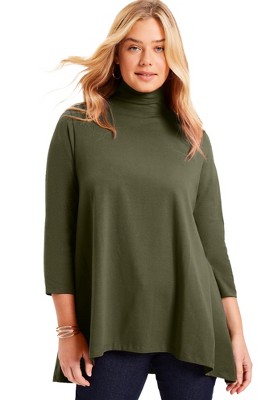 June + Vie by Roaman's Women's Plus Size One+Only Mock-Neck Tunic