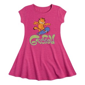 Girls' - Garfield - Garfield Skater Logo Fit & Flair Cap Sleeve Dress - 1 of 3