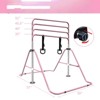 VisioGear Kids Gymnastic Bar, Multi-Functional Adjustable Height Children's Horizontal Gymnastic Bar With Bear Rings, Pink, 39"*57"*51" - 3 of 4