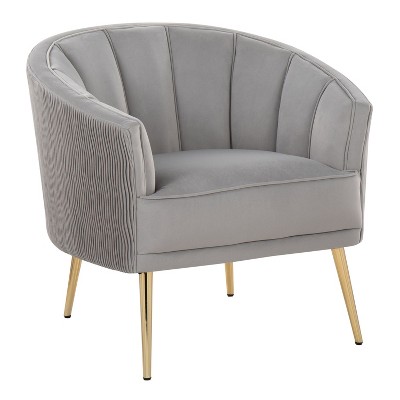 NicBex Velvet Accent Chair,Upholstered Living Room Chairs with Pleated Waves Backrest and Metal Legs,Modern Armchair,Club Chairs for Living Room