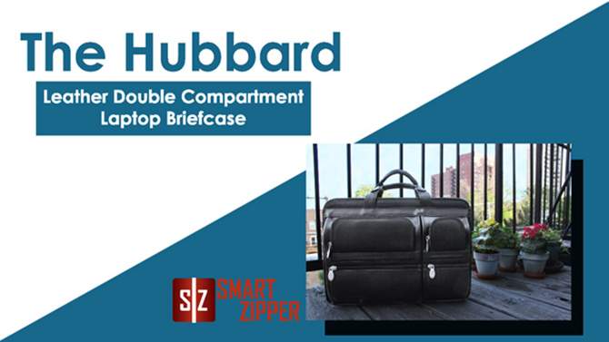 McKlein Hubbard Leather Double Compartment Laptop Briefcase (Black), 2 of 8, play video