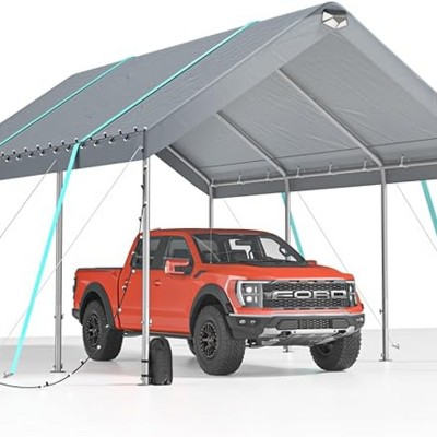 Outdoor 12×20 FT CarPort, Car Tent with Removable Roof and Side Walls, Portable Car Tent Garage with Adjustable Peak Height-Coolbibila