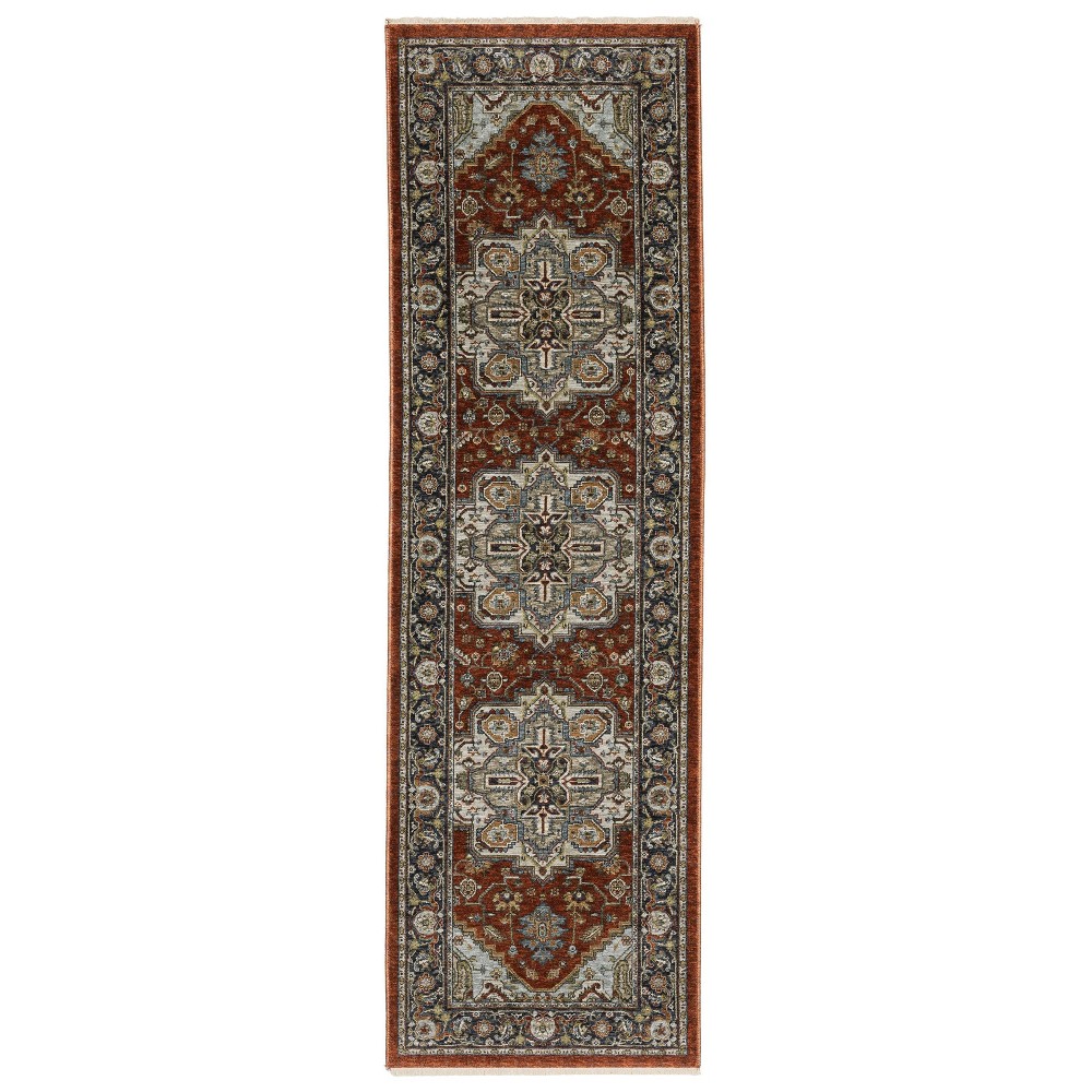 2'3inx7'6in Arya Persian Medallion Indoor Area Rug Red/Blue - Captiv8e Designs