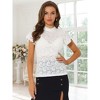INSPIRE CHIC Women's Elegant Floral Lace Short Sleeve Keyhole Back Semi-Sheer Top - 2 of 4