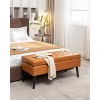 CAVINAS Storage Bench for Bedroom,Linen Fabric Storage Ottoman Bench with Tufted Top and Wood Legs for Living Room,Bedroom - 2 of 4