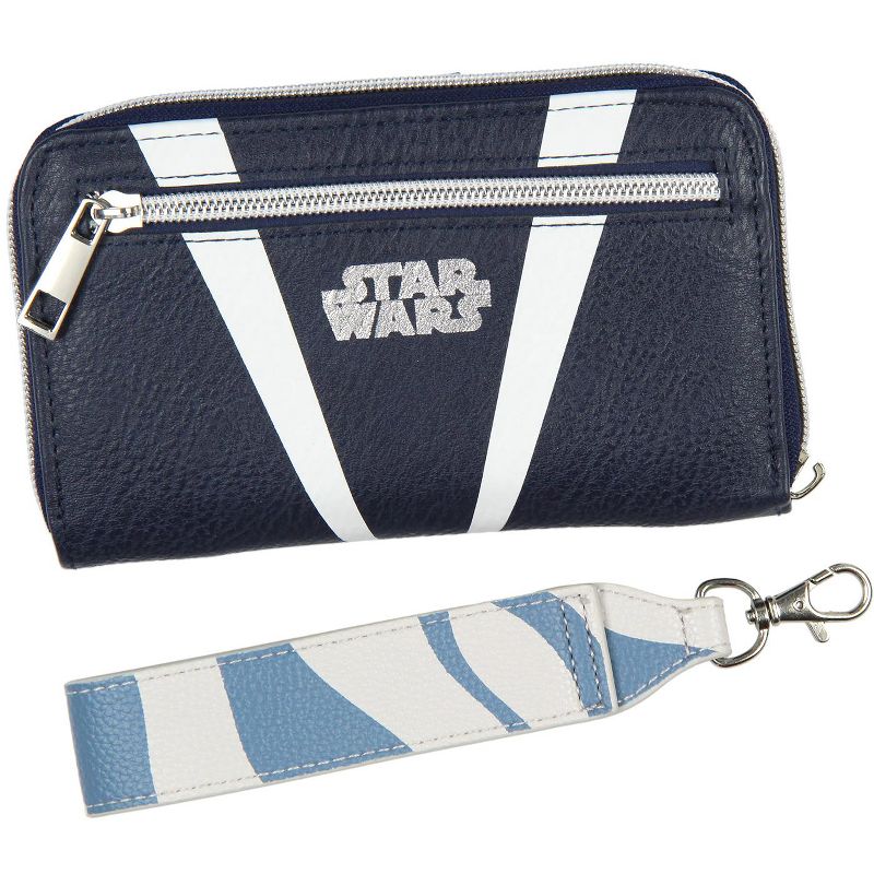 Star Wars Ahsoka Tano Full Zip Closure Wristlet Wallet w/ Tech Pocket Blue, 2 of 5