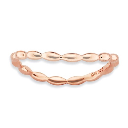 Black Bow Jewelry 1.5mm Stackable 14K Rose Gold Plated Silver Curved Rice Bead Band - image 1 of 4