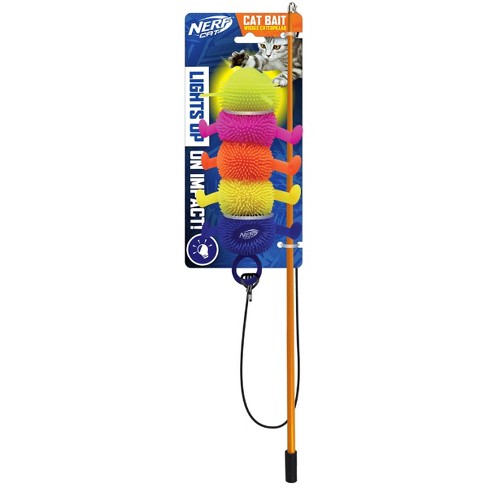 Nerf Cat 6 Soft Led Caterpillar With Wand Cat Toy Target