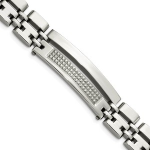 Black Bow Jewelry Men's Stainless Steel 15mm Brushed & Polished Link Bracelet, 8.5 Inch - 1 of 4