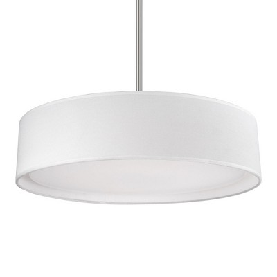 Dalton Textured Linen Drum LED Pendant in White and Nickel