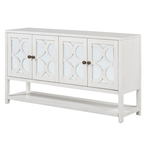 4-Door Sideboard Buffet Cabinet, Console Table, Sideboard Storage Cabinet With Mirrored Doors & Acacia Wood Legs For Entryway Living Room Dining Room - image 1 of 4