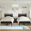Hausource Upholstered Twin Size Bed Frame with PU Leather Headboard - 3 of 4