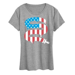 Women's - Instant Message - Paintbrush Painting American Flag Short Sleeve Graphic T-Shirt - 1 of 4