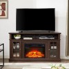 58.25" Espresso Modern TV Media Stand with 23" Fireplace Insert, Open and Closed Storage for TVs up to 65" Entertainment Console - 4 of 4