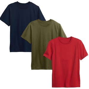 Action Thread Boy's Short Sleeve Crew Neck Premium Soft Cotton Blend T Shirt -3 Pack - 1 of 3