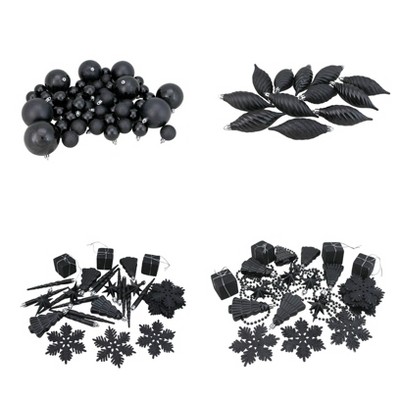 Northlight 125ct Shatterproof 4-Finish Christmas Ornament Set 5.5" - Black