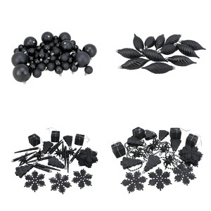 Northlight 125ct Shatterproof 4-Finish Christmas Ornament Set 5.5" - Black - 1 of 4