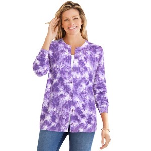 Woman Within Plus Size Perfect Long-Sleeve Cardigan - 1 of 4