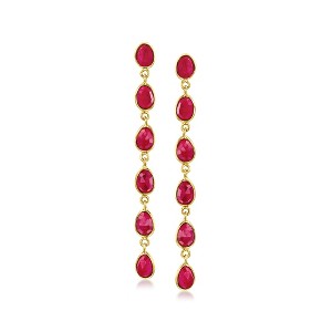 Ross-Simons 7.50 ct. t.w. Ruby Drop Earrings in 18kt Gold Over Sterling - 1 of 3