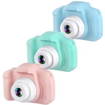 Dartwood 1080p Digital Camera for Kids with 2.0” Color Display Screen & Micro-SD Card Slot for Children, SD Card Included (3 Pack, Pink/Green/Blue)