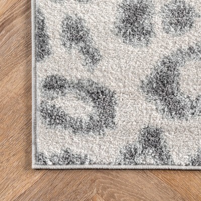 Gray and Off-White Round Tufted Synthetic Oriental Area Rug