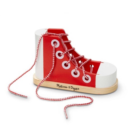 Melissa & Doug Deluxe Wood Lacing Sneaker - Learn To Tie A Shoe Educational  Toy : Target