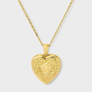 14K Gold Dipped Heart Charm Initial Necklace - A New Day™ Gold - 1 of 4