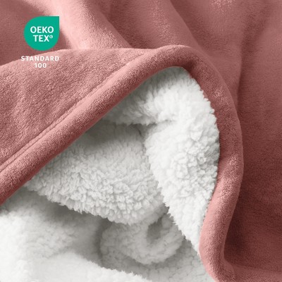 Twin Dusty Rose Reversible Sherpa Fleece Blanket