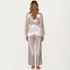 Anna-Kaci Lounge Women's Satin Pajama Set with Lace Sleeve Detail and Matching Tie-Waist Top and Straight-Leg Pants - 4 of 4