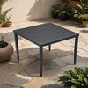Gulches Outdoor Patio Aluminum 40"x40" Square Dining Table with Tapered Feet & Umbrella Hole, Ember Black - 2 of 4