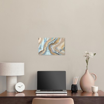 Luxurious Geode Abstract Canvas Wall Art in Blue and Beige