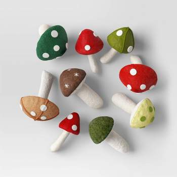 9pc Assorted Fabric Mushroom Christmas Decorative Filler - Wondershop™