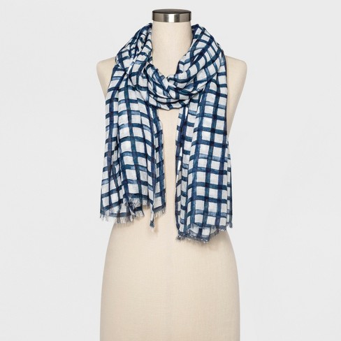 Women's Plaid Oblong Scarf - A New Day™ Navy : Target