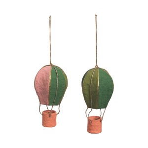 Storied Home 2-Piece Hand-Painted Paper Mache Hot Air Balloon Ornament, Multicolor - 1 of 1