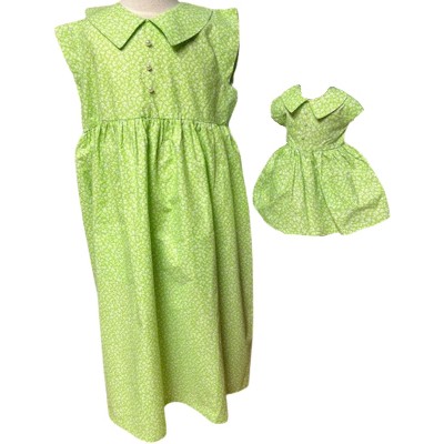 Doll Clothes Superstore Handmade Lime Green Dress Set Size 8 Girls & 18-Inch Doll Matching Outfits
