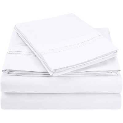 Microfiber Solid 2-line Embroidery Wrinkle-free Deep Pocket Sheet Set ...