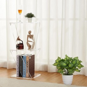 3 Tier Acrylic Ladder Bookcase, Clear Wall Mounted Bookcase,Multi-purpose Bookcase for Living Room, Bedroom, Office - 1 of 4