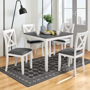 Mshliw 5-Piece Dining Table Set with 4 Chairs, Modern Square Wood Dining Table Set for 4, Space-Saving Kitchen & Dining Room Set - 1 of 4