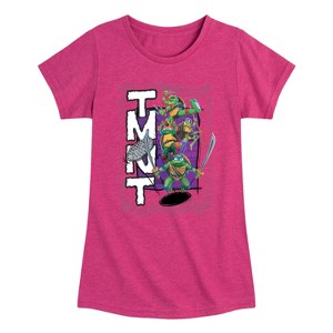 Girls' - Teenage Mutant Ninja Turtles - Donatello, Raphael, Leonardo, & Michelangelo Fitted Short Sleeve Graphic T-Shirt - 1 of 4