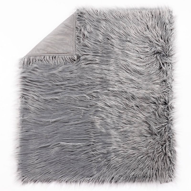 Teen Luxe Long Hair Throw Gray - Makers Collective, 1 of 6