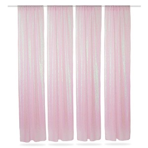 Lann's Linens (Set of 4) Sequin Photography Backdrop Curtains - 2ft x 8ft Tall Glitter Backgrounds for Wedding, Party or Photo Booth - 1 of 4