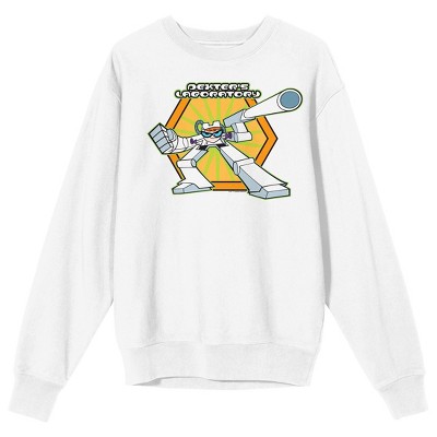 Dexter's Laboratory Exo-suit Dexter Crew Neck Long Sleeve White Adult ...